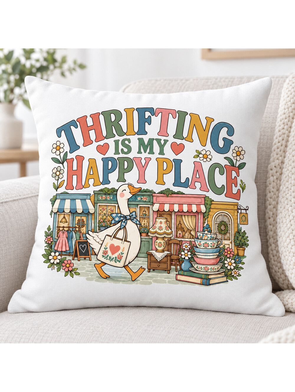 Thrifting Is My Happy Place DTF Transfer 10 Inch Ready to Press Pack of 4
